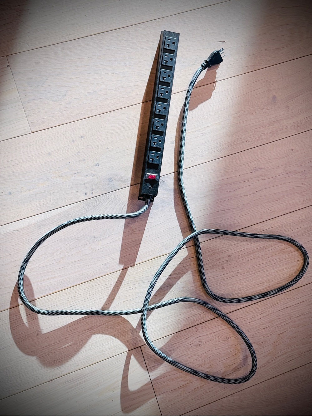 Black Heavy Duty Commercial Grade Power Strip Surge Protector with Braided Cable